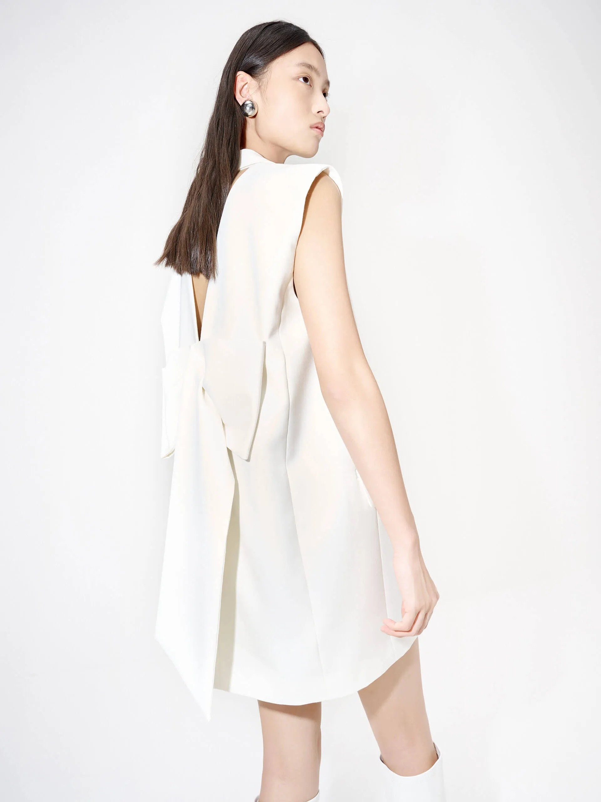 Wool Blend Bowknot Detail Waistcoat