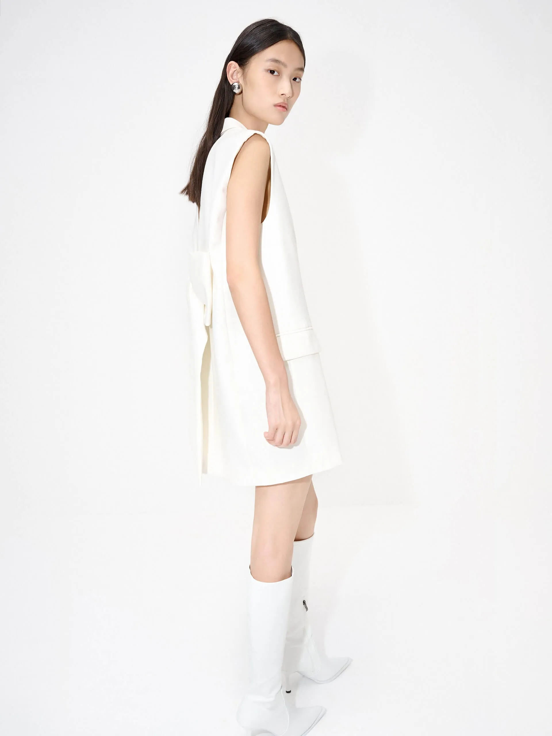 Wool Blend Bowknot Detail Waistcoat