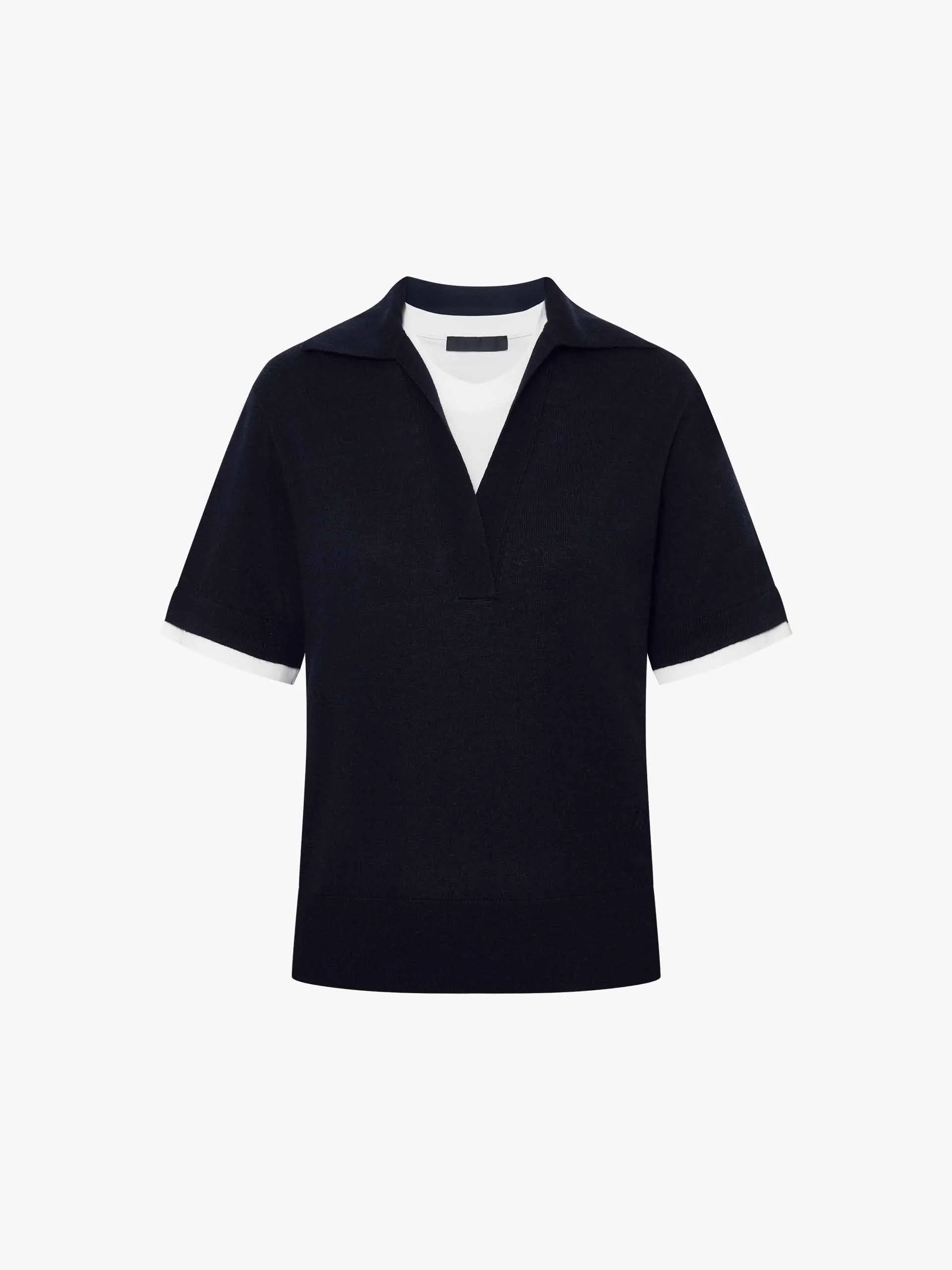 Wool Blend Contrast Knit Top