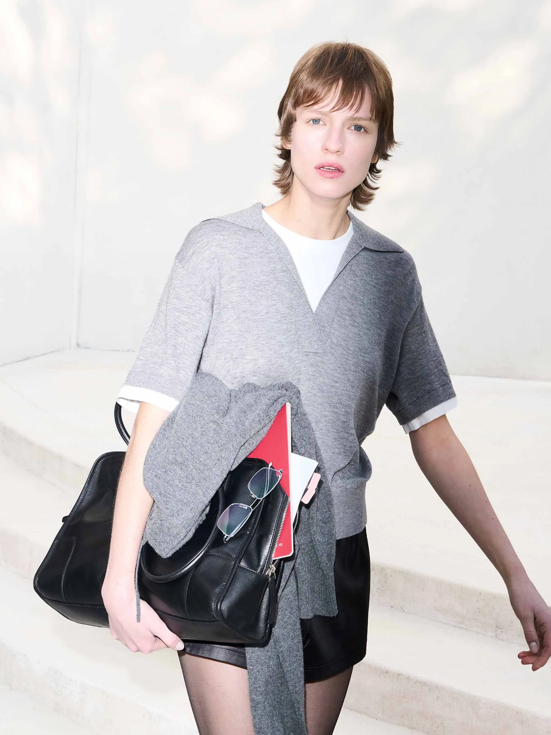 Wool Blend Contrast Knit Top