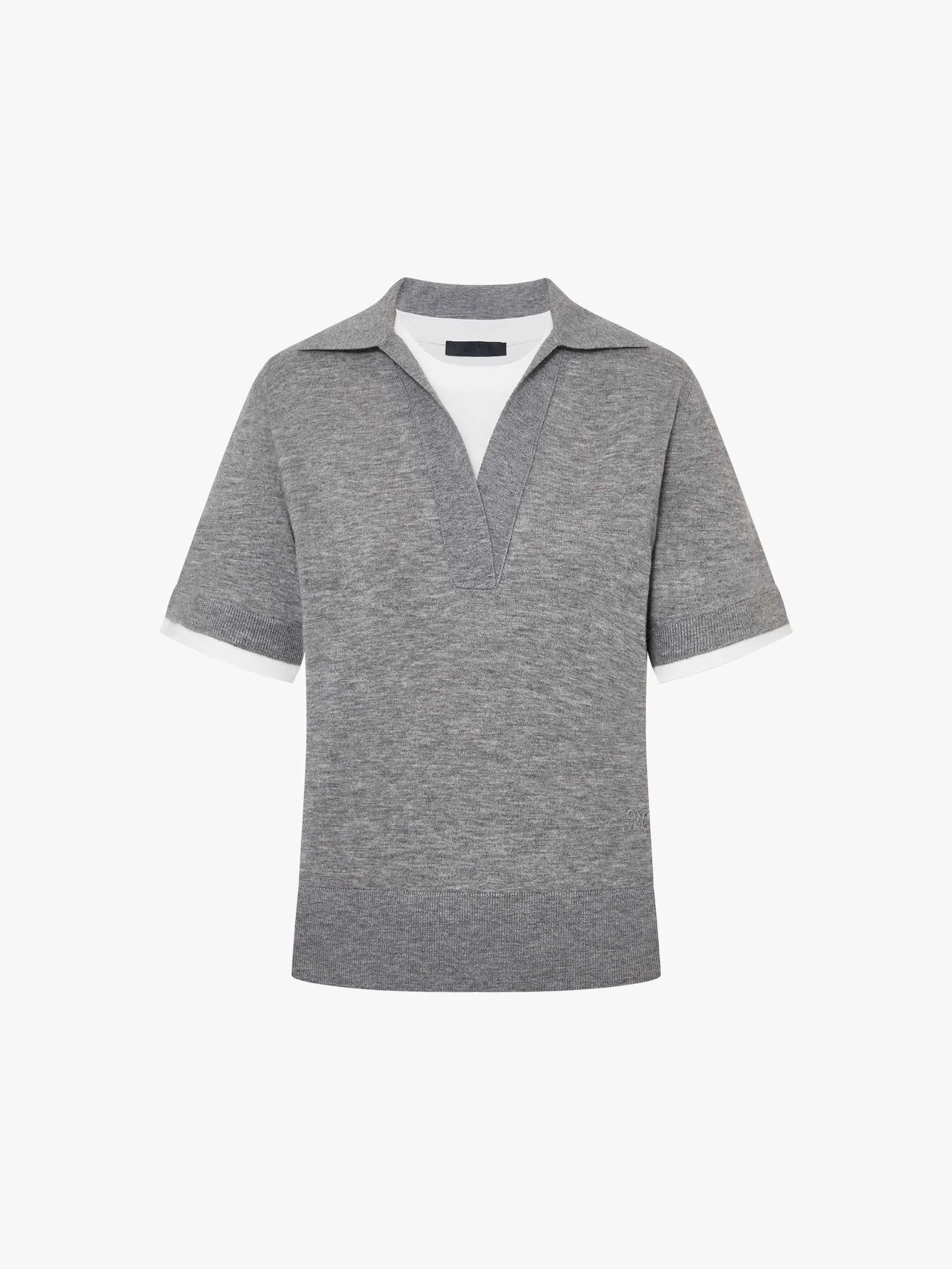 Wool Blend Contrast Knit Top