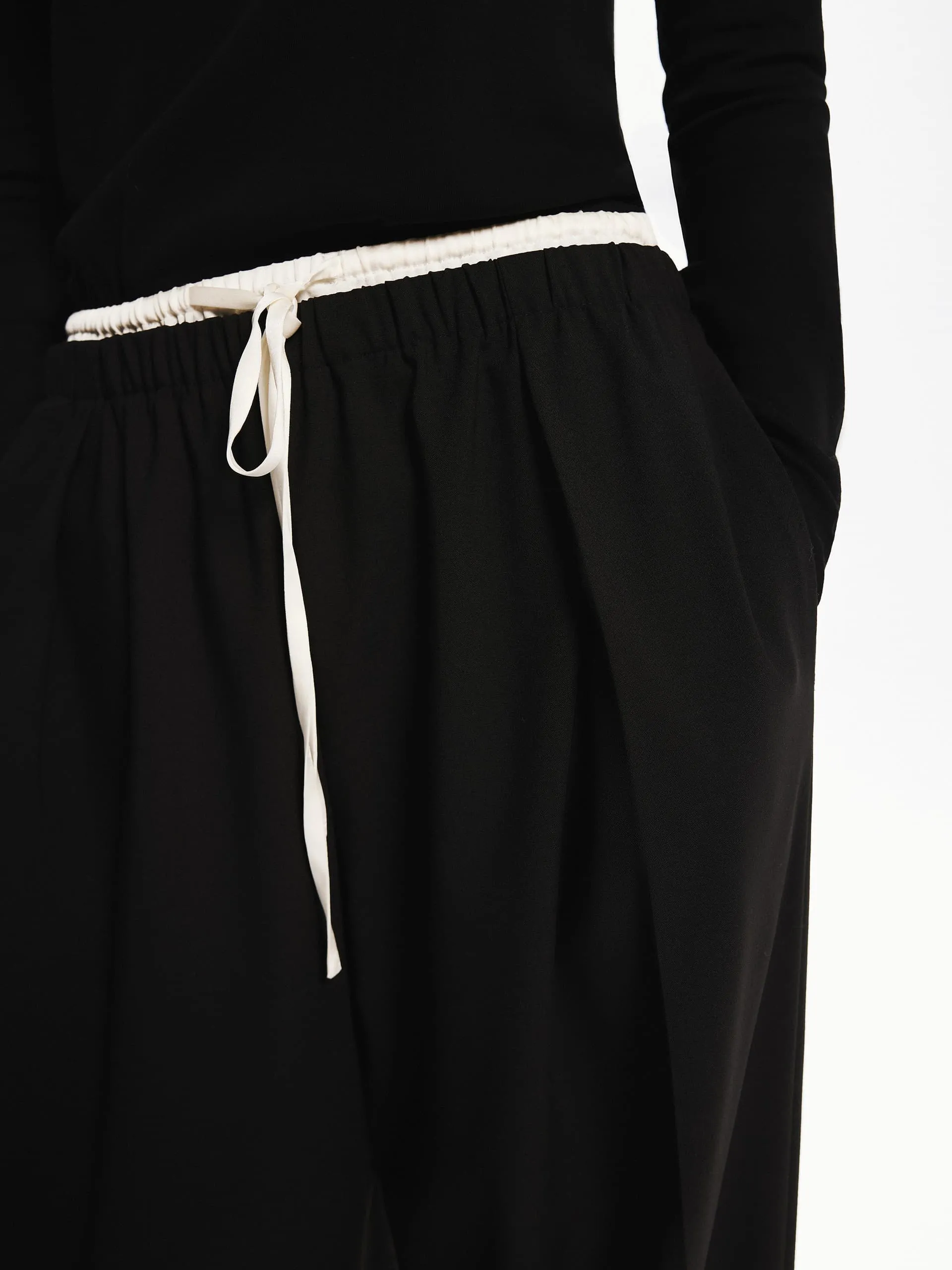 Wool Blend Contrast Pants