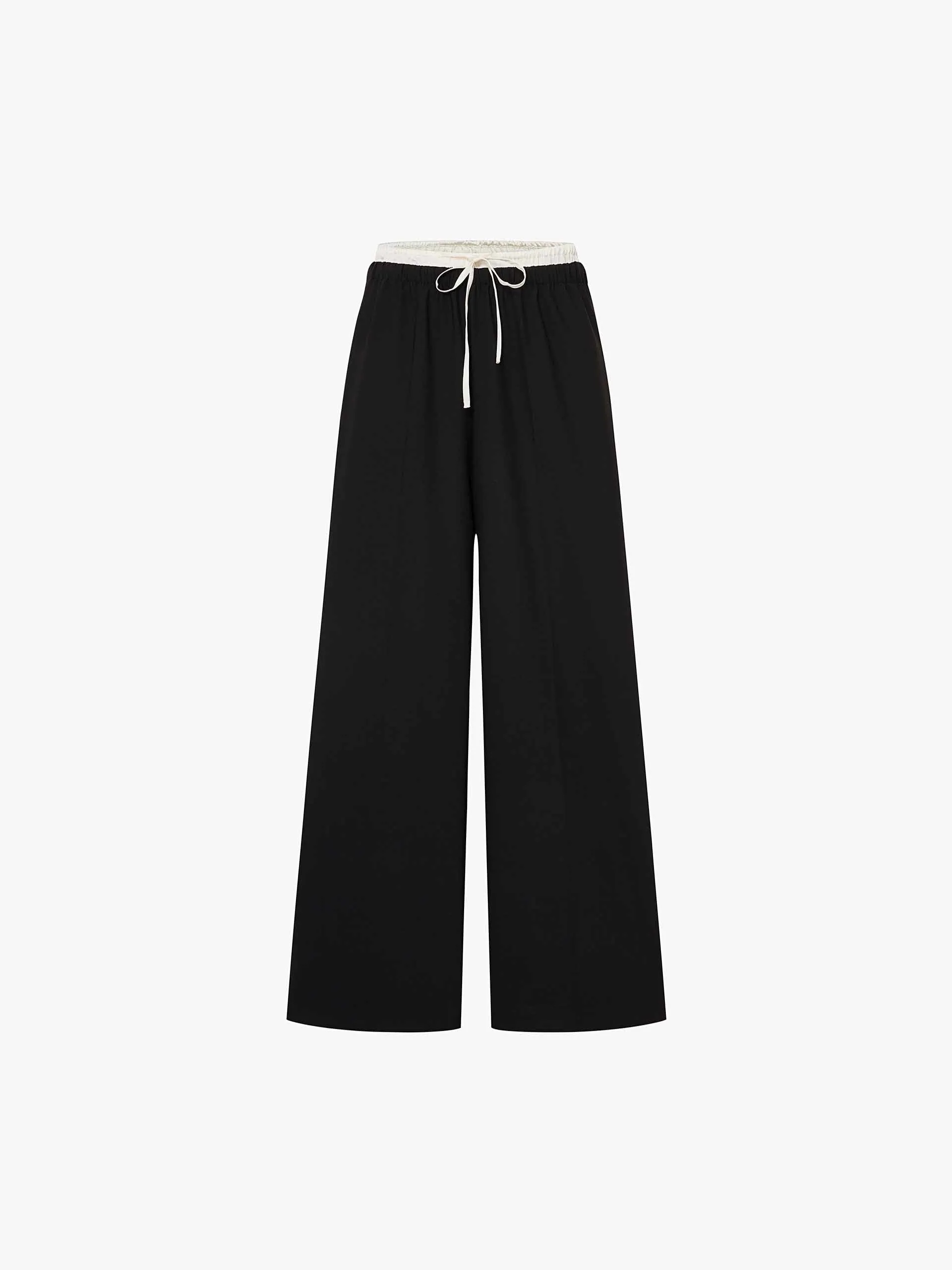 Wool Blend Contrast Pants