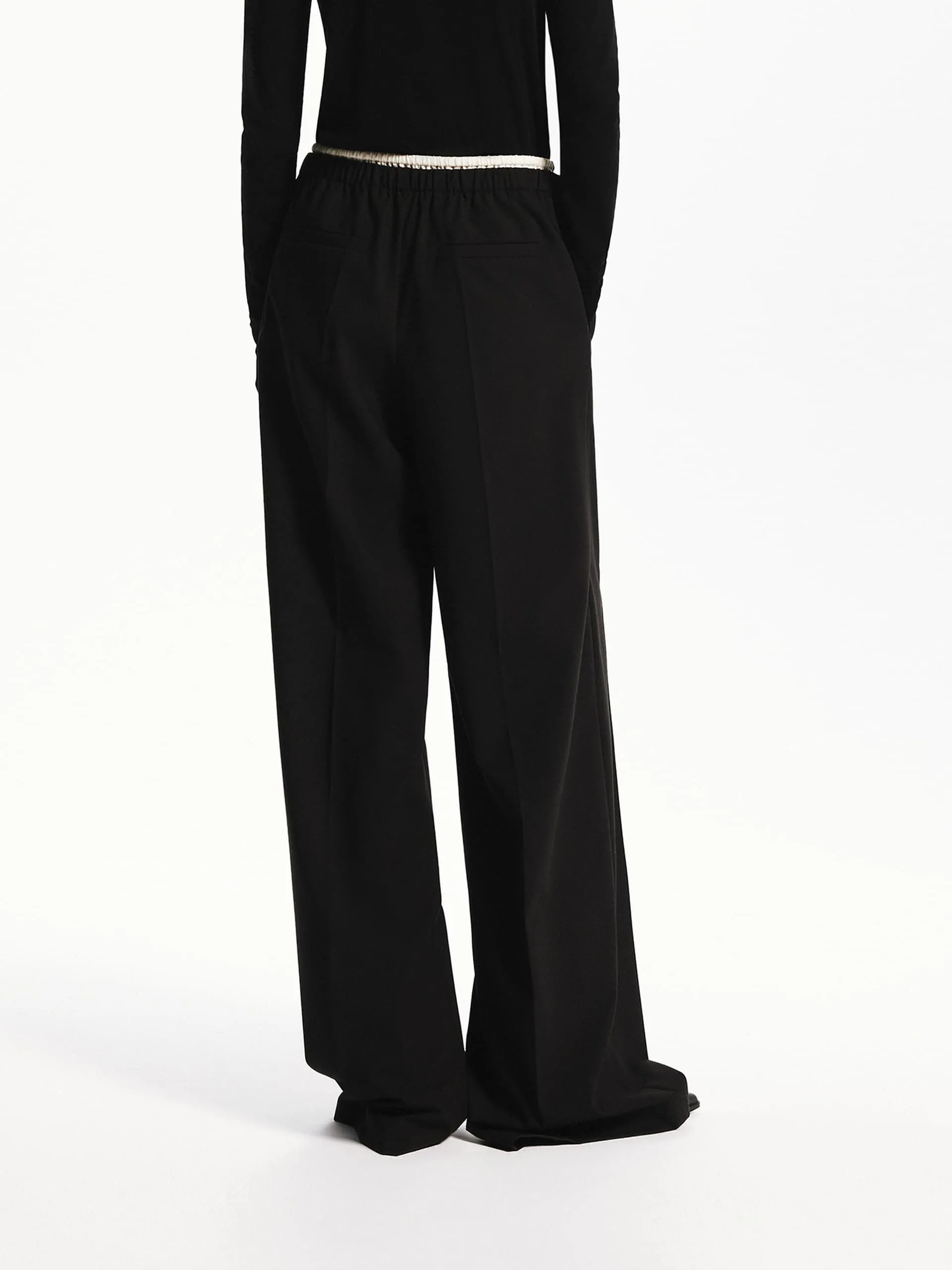 Wool Blend Contrast Pants