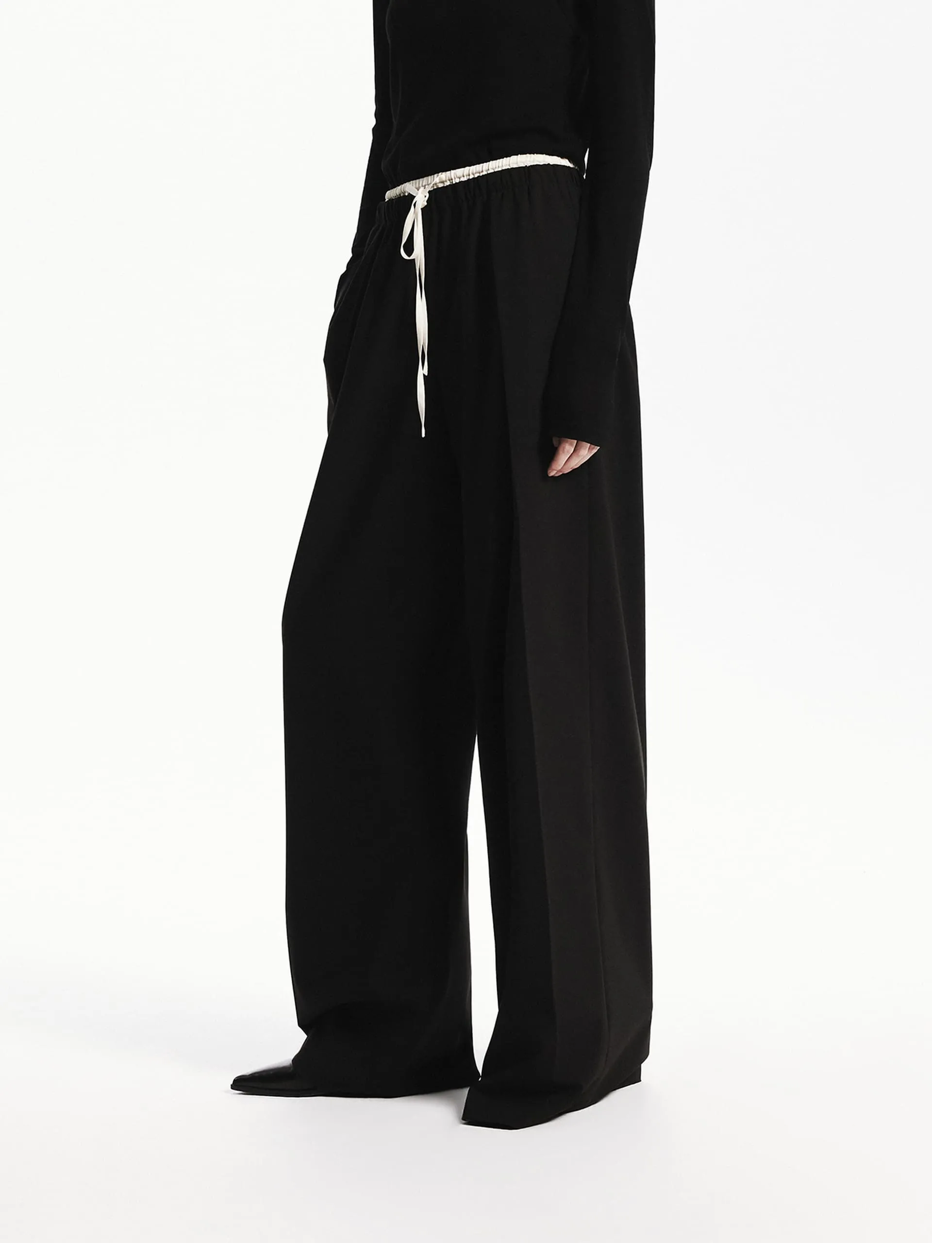 Wool Blend Contrast Pants