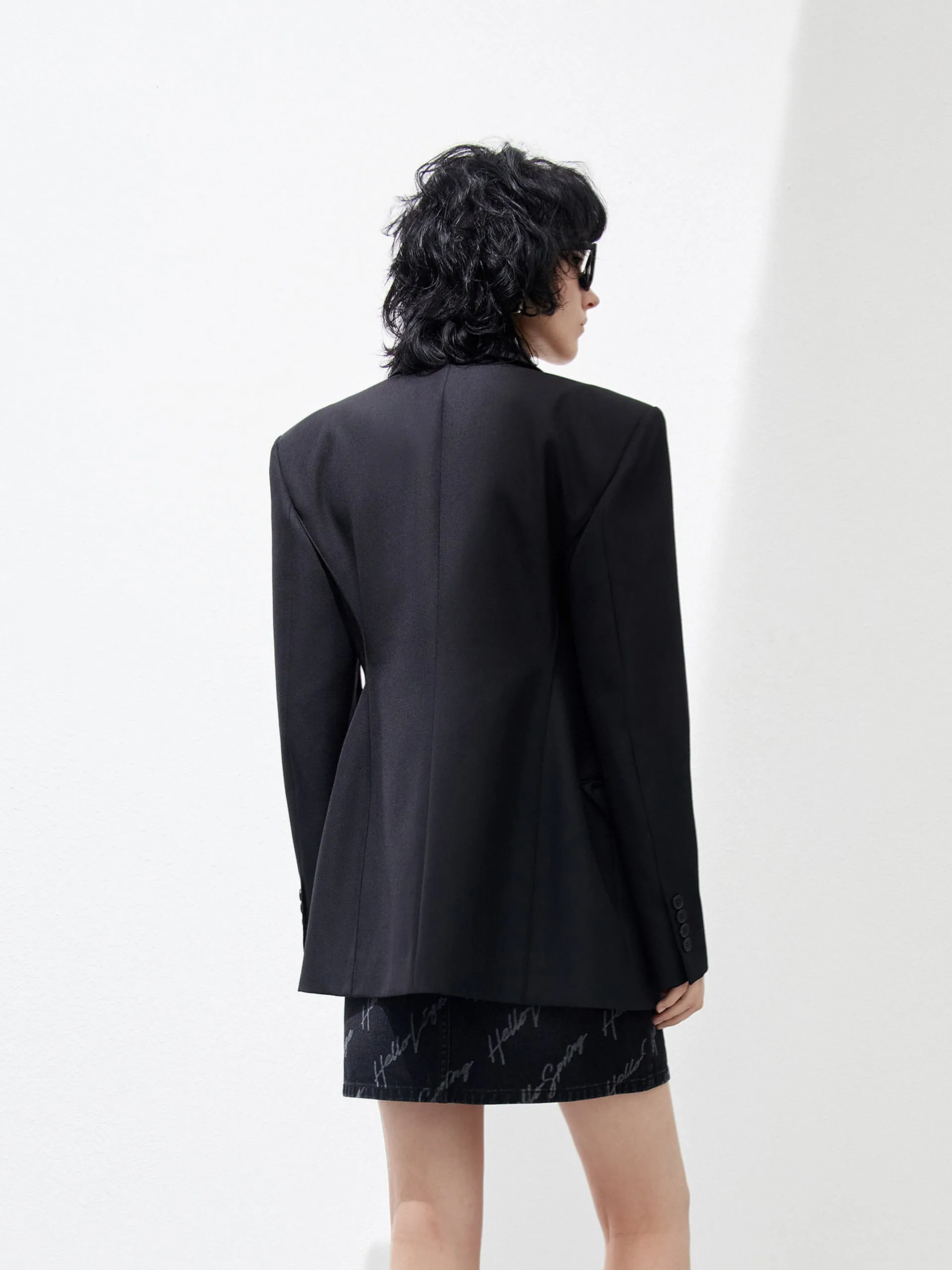 Wool Blend Waisted Blazer