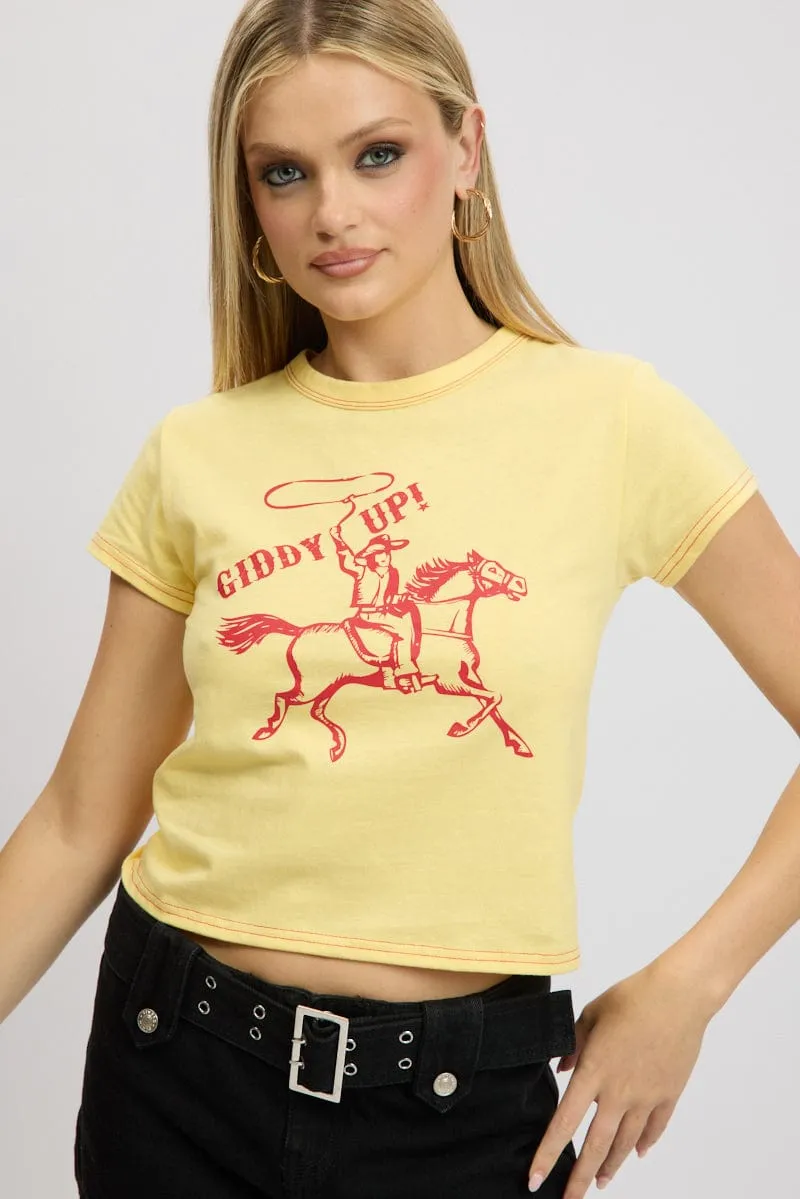 Yellow Graphic Tee Short Sleeve
