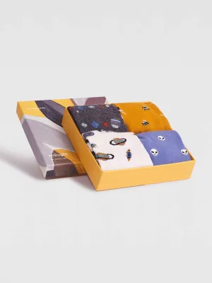 Zephyr Kids' Organic Cotton Space Sock Box - Multi